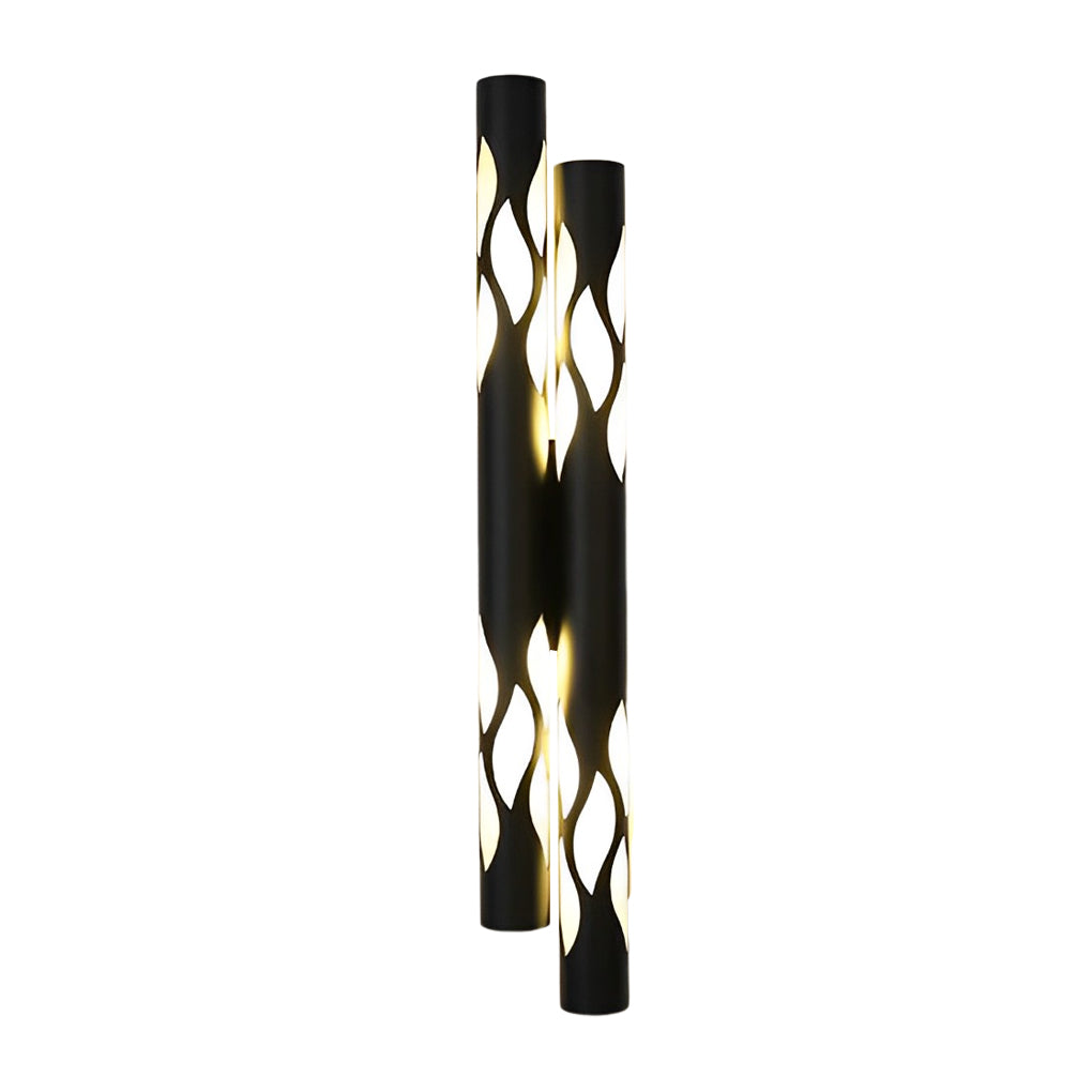 Flame Hollow Up/Down Wall Sconce — Metal and Acrylic, LED, 4" × 26", Black or Titanium Gold