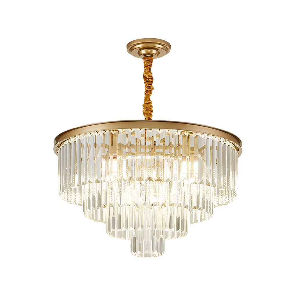 4-Layer Round Crystal Chandelier — Black or Gold, E14, Three-Step Dimming, 3000K/4500K/6000K, 23.6" Diameter