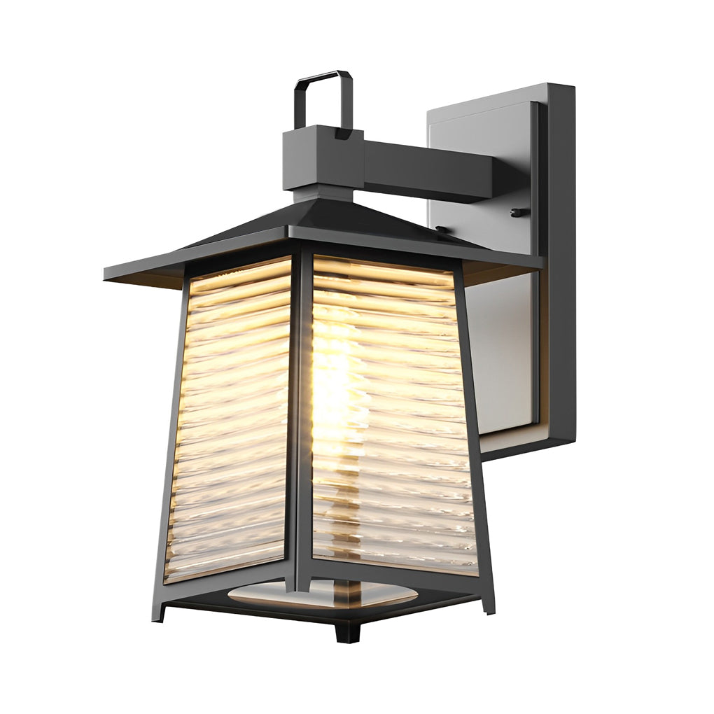 Black Retro Solar Outdoor Wall Sconce — Die-Cast Aluminum, Thickened Glass, IP23 Waterproof