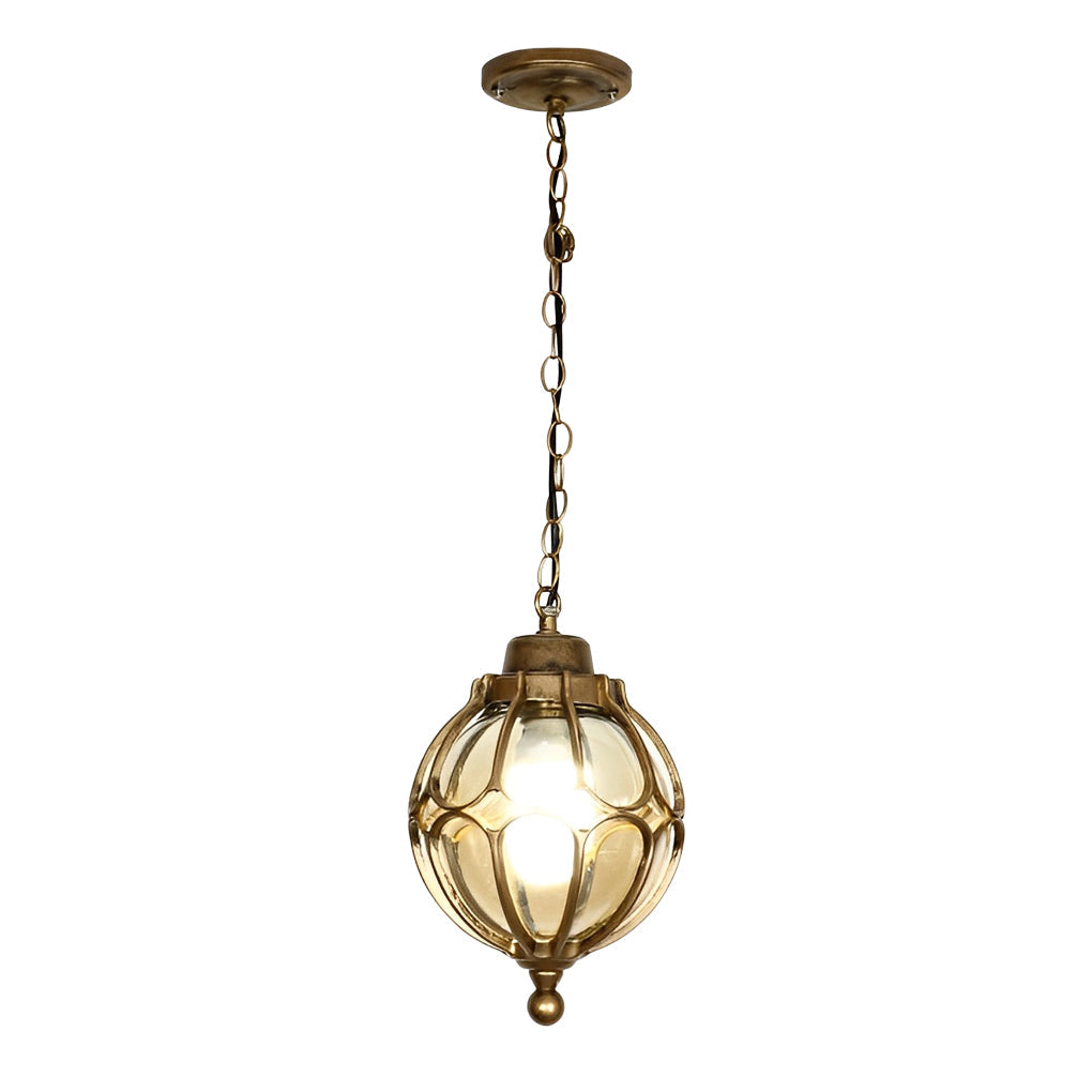 Glass Ball Outdoor Hanging Light — Die-Cast Aluminum, LED, Waterproof, Black or Bronze