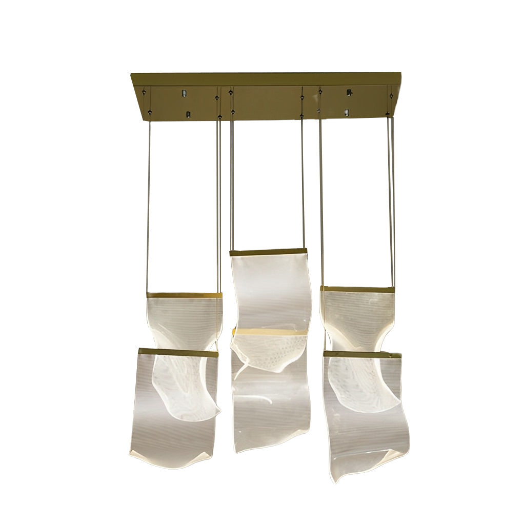 Irregular Curl Acrylic LED Chandelier — Gold, Stainless Steel & Aluminum, 6- to 28-Light, Stepless Dimming, 3000K–6000K