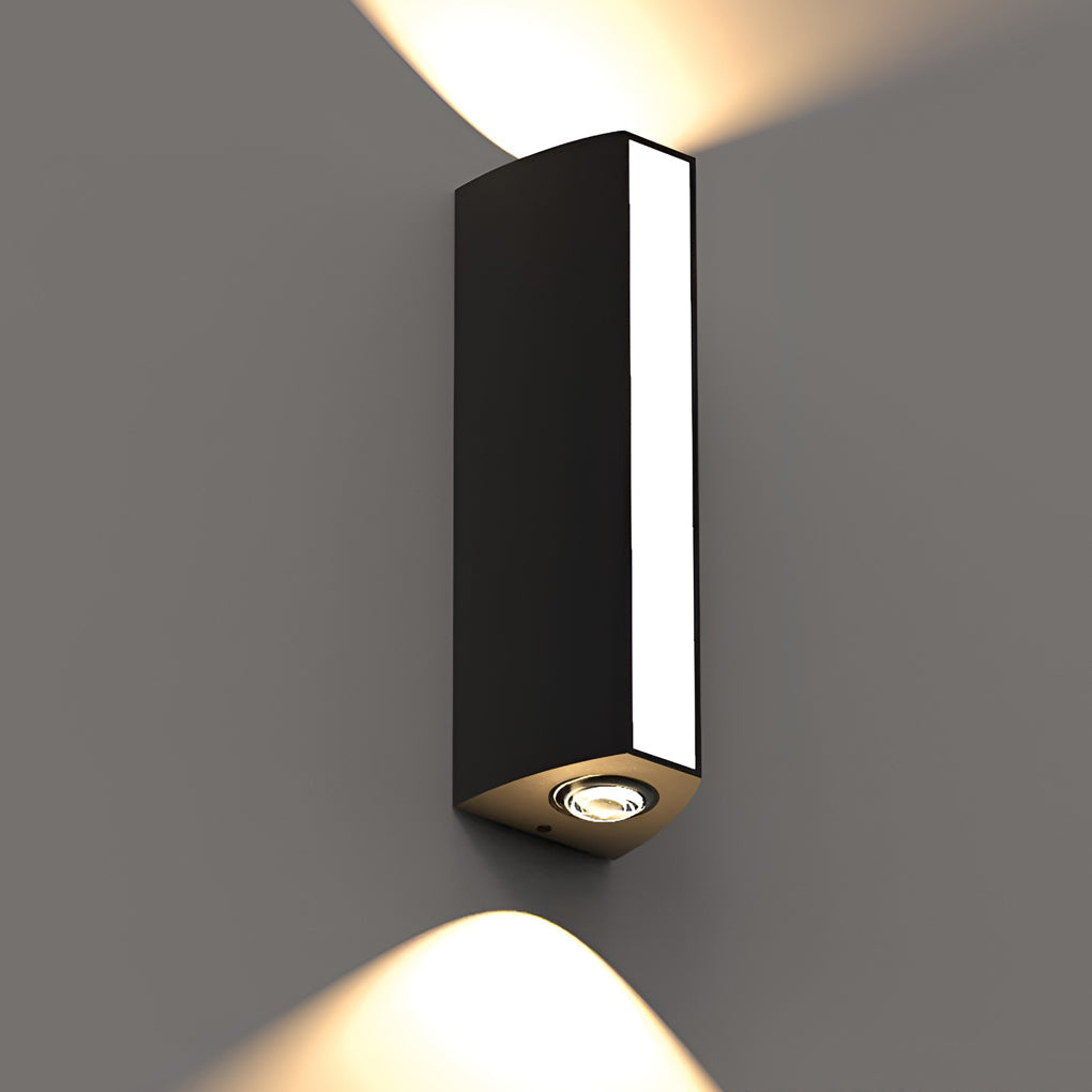 Modern Industrial Rectangular Up/Down Wall Sconce — Black Aluminum, LED, IP65 Weatherproof