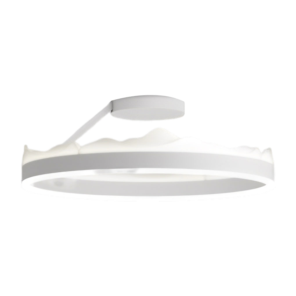 Round Flush-Mount Ceiling Light — White Iron & Acrylic, LED, Stepless Dimming with Remote, 16" or 20"