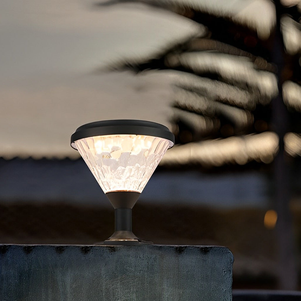 Modern Round Solar Post Cap Light — Black Aluminum, LED, RGB Colorful Gradient, IP65 Weatherproof