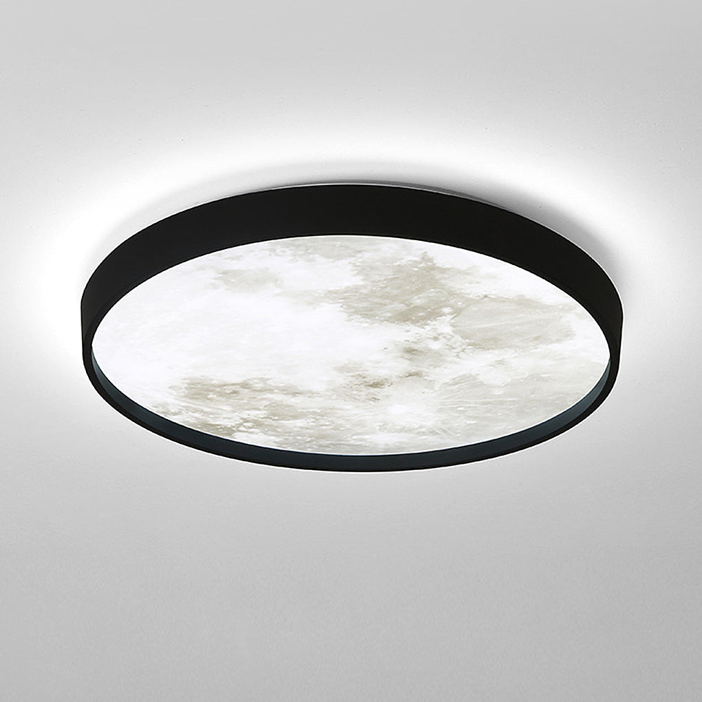 Moon Flush-Mount Ceiling Light — Black Iron and Acrylic, LED, 3-Step Dimming, 14W–45W