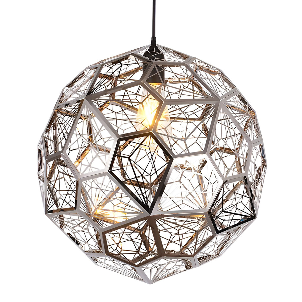 Postmodern Geometric Spherical Pendant — Stainless Steel, E27, Gold / Rose Gold / Silver, 10"–20"