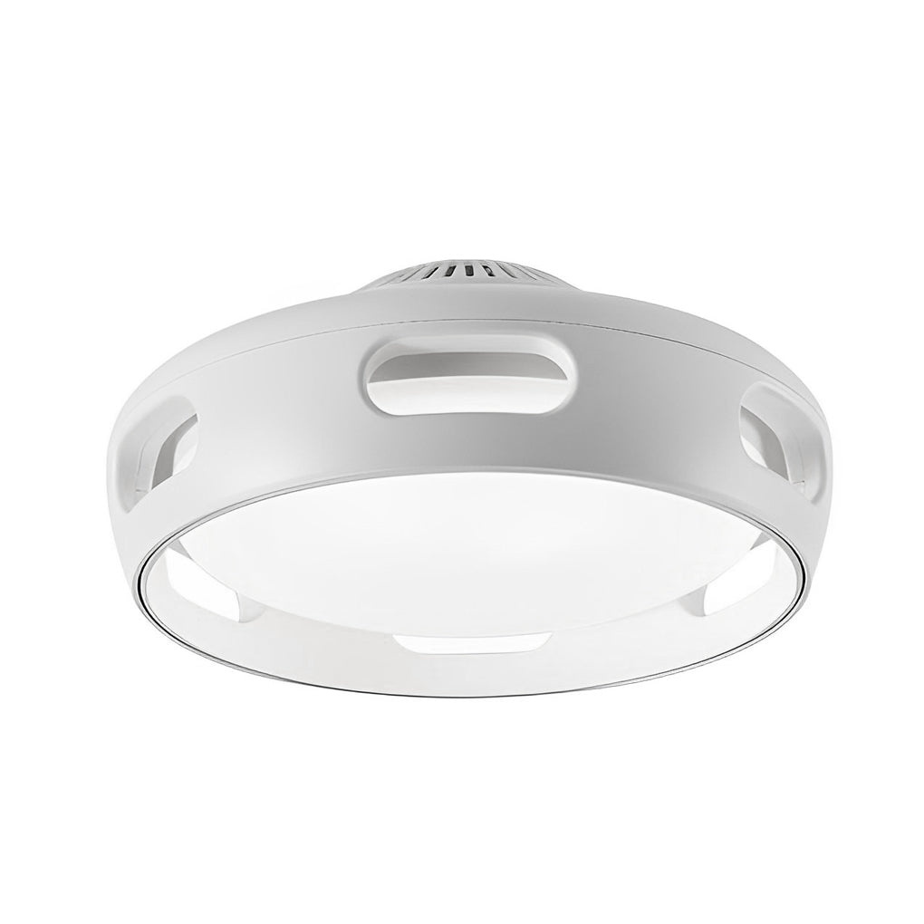 Modern Round Bladeless Ceiling Fan with Smart Mute and Stepless Dimming in White