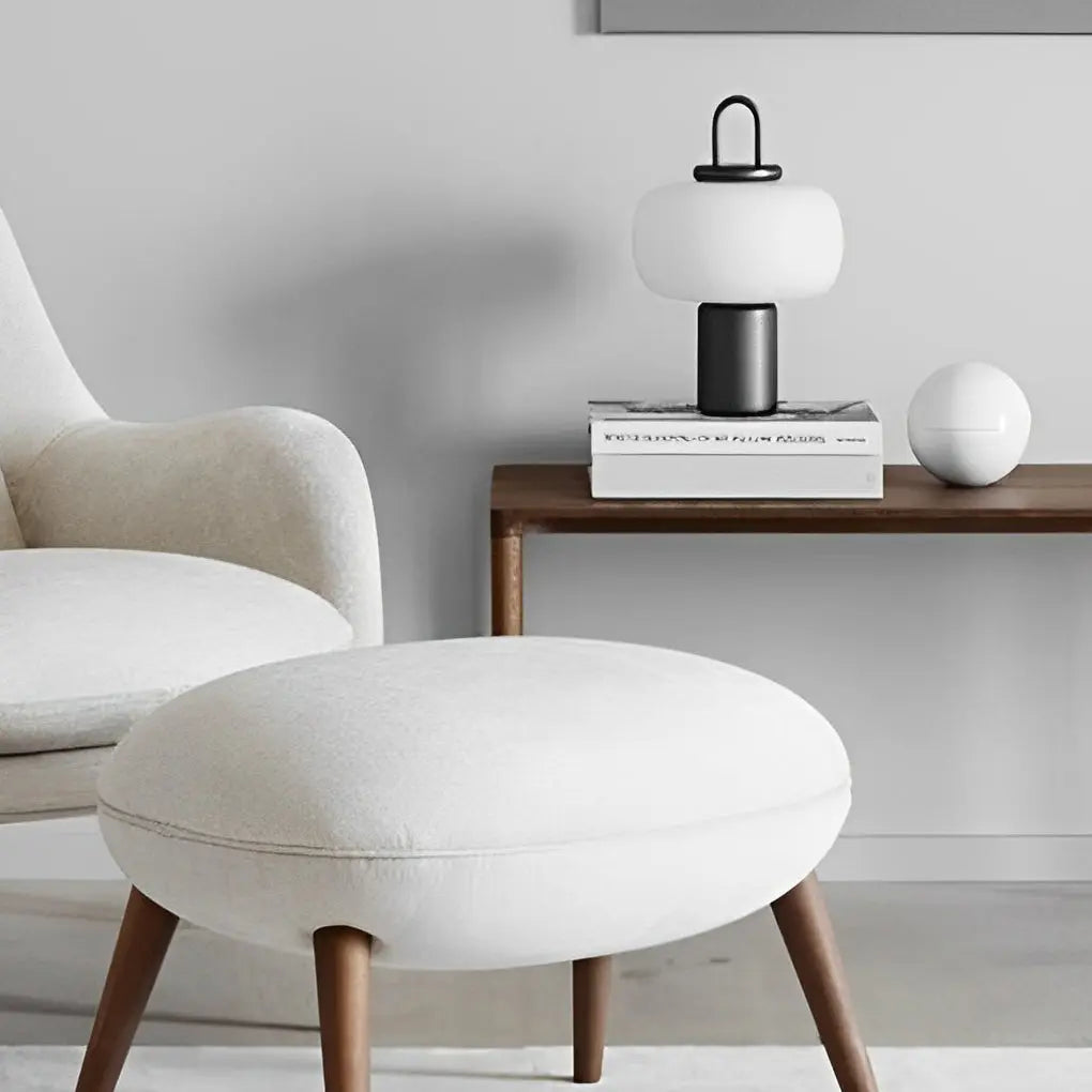 Portable LED Ambient Table Lamp with Modern Milk Glass Orb Design Luxe