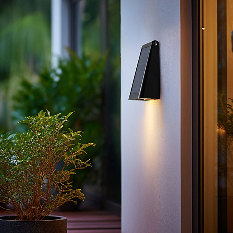 Modern Adjustable Solar Wall Sconce — Black ABS, LED, 90° Adjustable, Dual-Brightness, IP65 Weatherproof