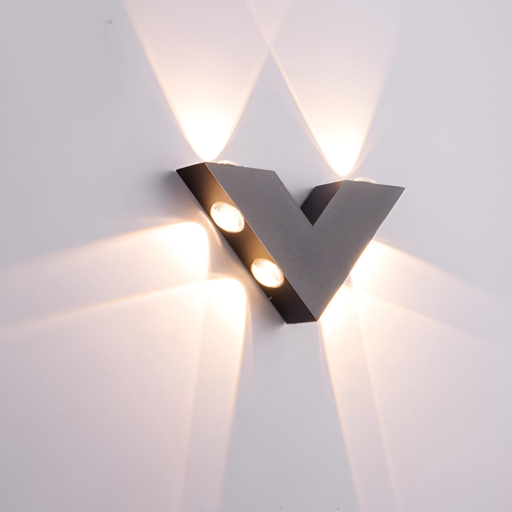 V-Shaped Up/Down Outdoor Wall Sconce — Black Aluminum, LED 6W, IP65 Weatherproof