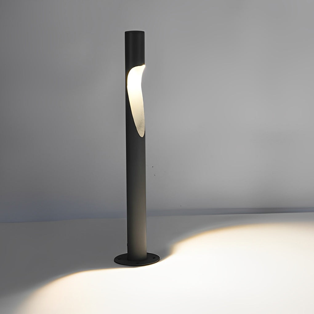 Modern Round LED Bollard Path Light — Gray Stainless Steel, 10W, 3000K, 23.6" Height