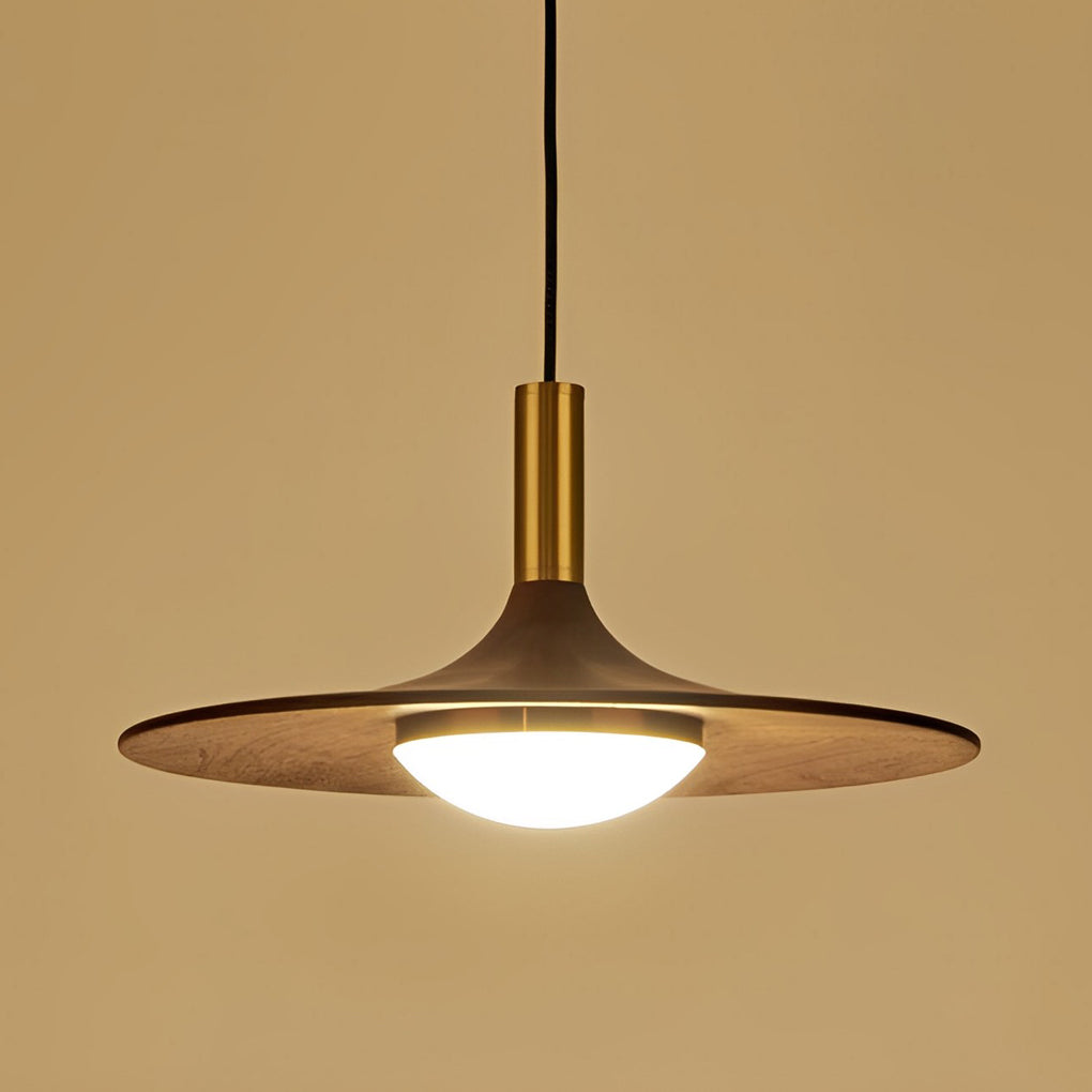Flying Saucer Pendant Light — Walnut and Copper, LED 3000K Warm White, 10" or 12"