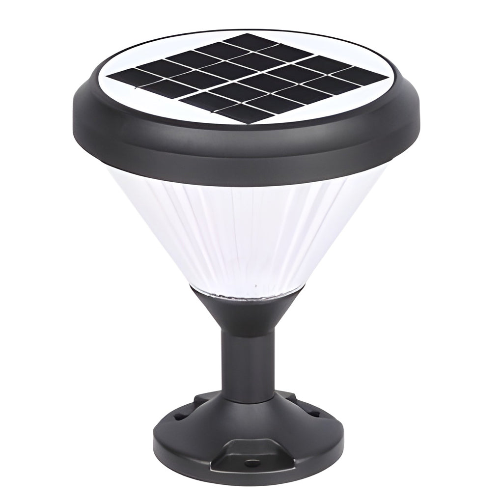 Modern Black Round Solar Post Cap Light — Aluminum, Fast Charging, IP65 Weatherproof