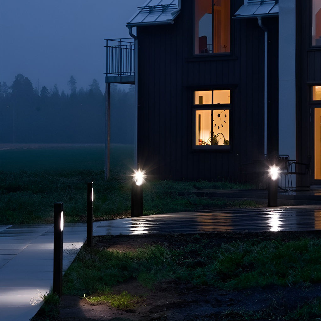 Modern Round-Hole Outdoor Bollard Light — Aluminum & Tempered Glass, 7W LED, IP54, Hardwired
