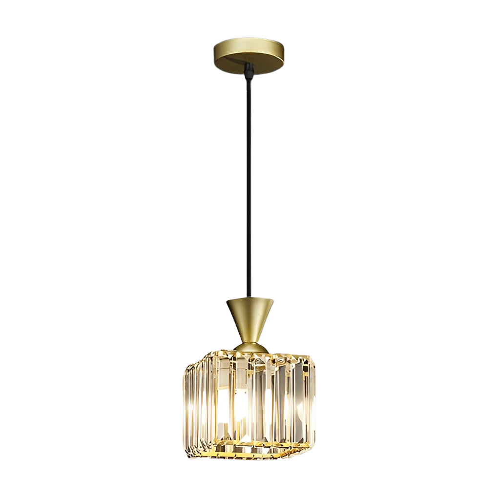 Round and Square Crystal Mini Pendant — Black and Gold, E27, Three-Step Dimming, 3000K/4500K/6000K