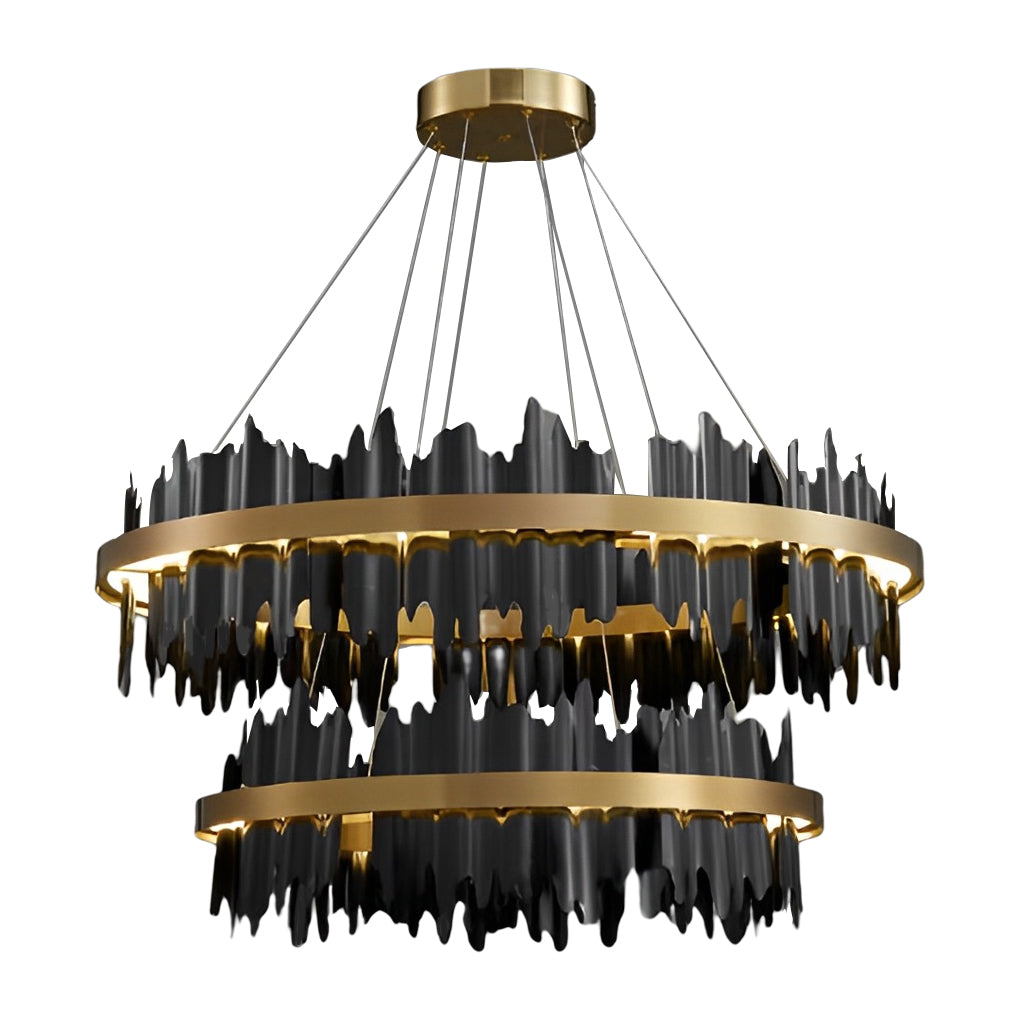 Postmodern Textured Metal Chandelier — Gold or Black, Stepless Dimming, 3000K–6000K, 24" or 31"