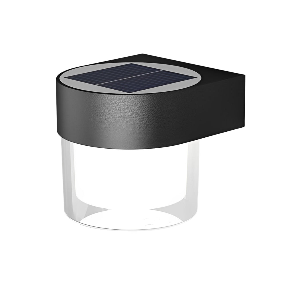 Minimalist Solar Outdoor Wall Sconce — Black Iron, LED Weatherproof, Square or Round