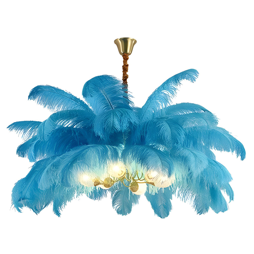 Feather Flush-Mount Chandelier — Copper, 39" Diameter, E14, Warm White 3000K