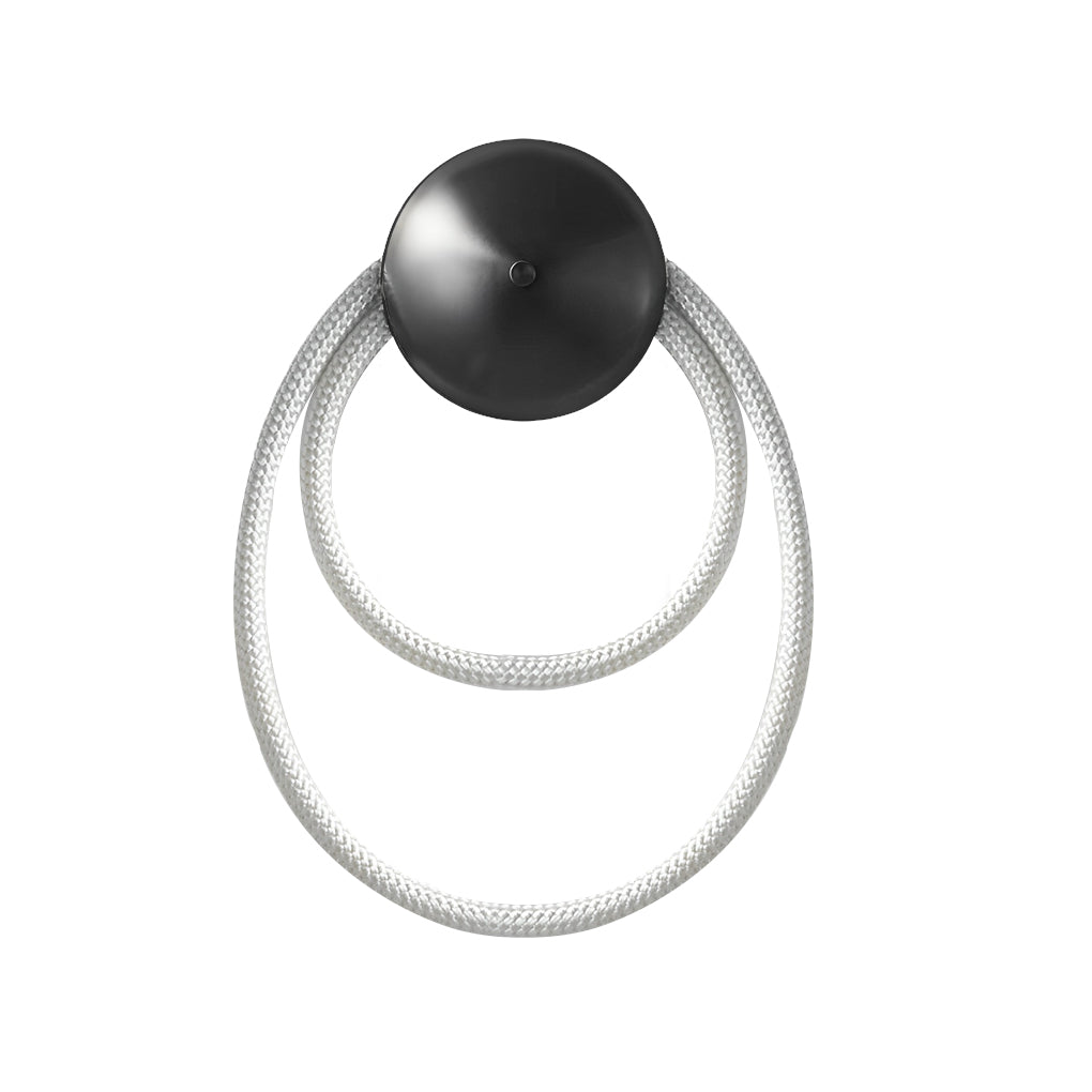 Round Handwoven Nylon Wall Sconce — Black, LED, 3000K Warm White, 1-Ring & 2-Ring Variants