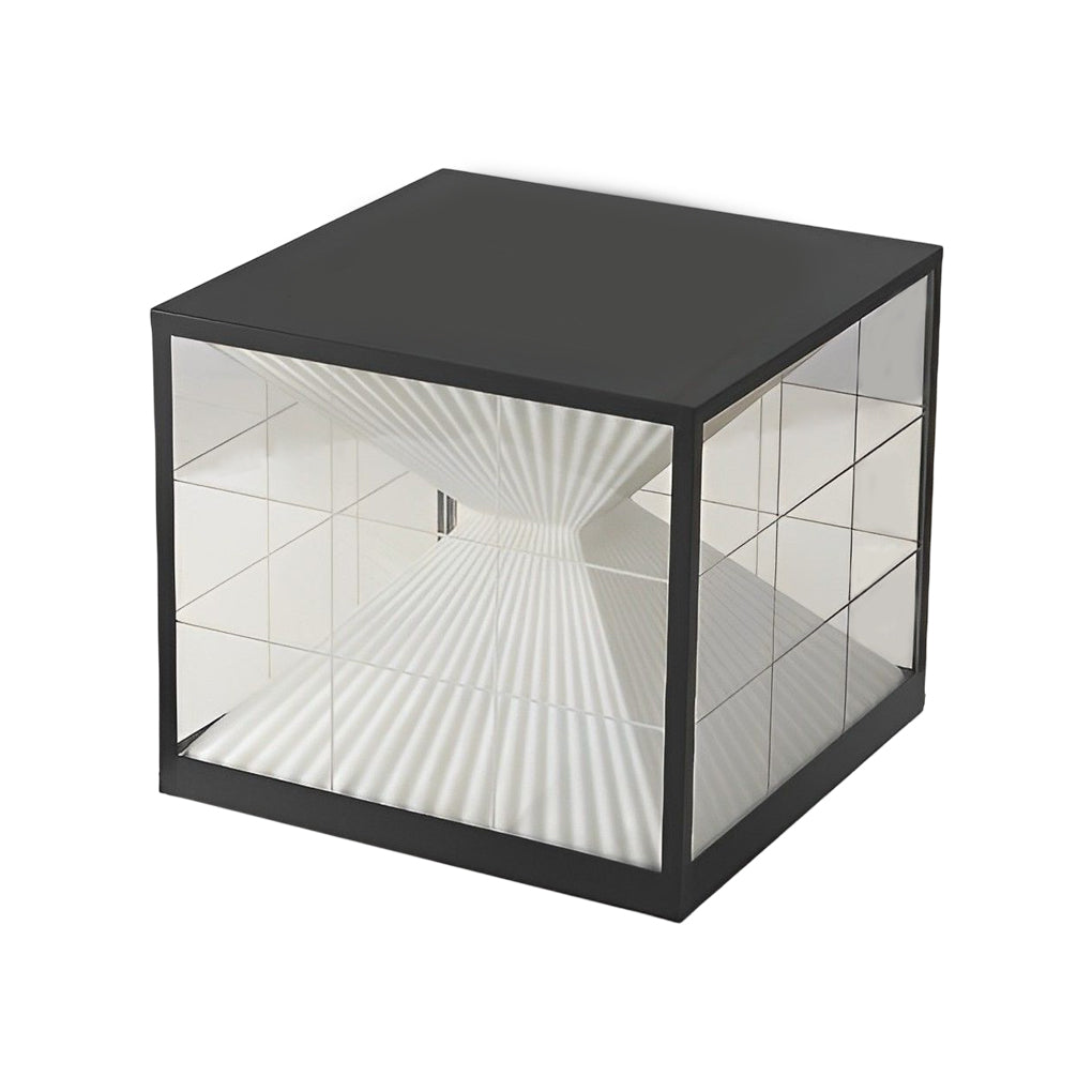 Square Hourglass Solar Fence Post Light — Stainless Steel & Acrylic, LED 3000K, IP65 Weatherproof, Black