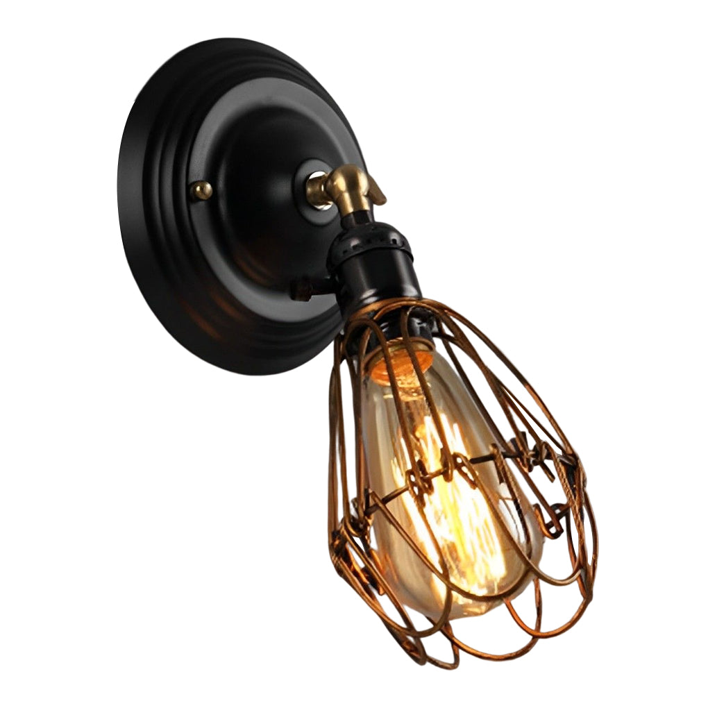 Adjustable Industrial Retro Wall Sconce — Black Iron, E27, Up/Down Directional, 7" × 11"