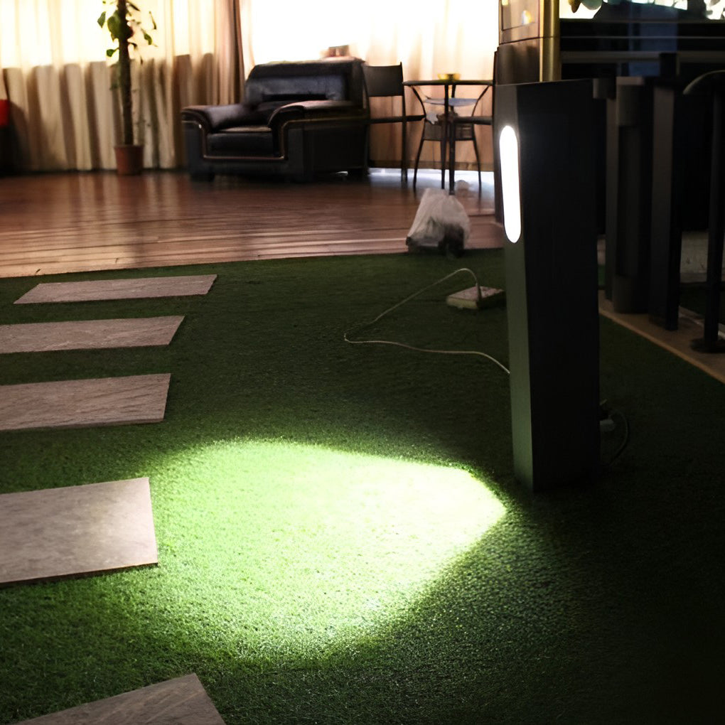 Contemporary Rectangular Bollard Path Light — Black Aluminum, 7W COB LED, 3000K, IP65, 24" Height