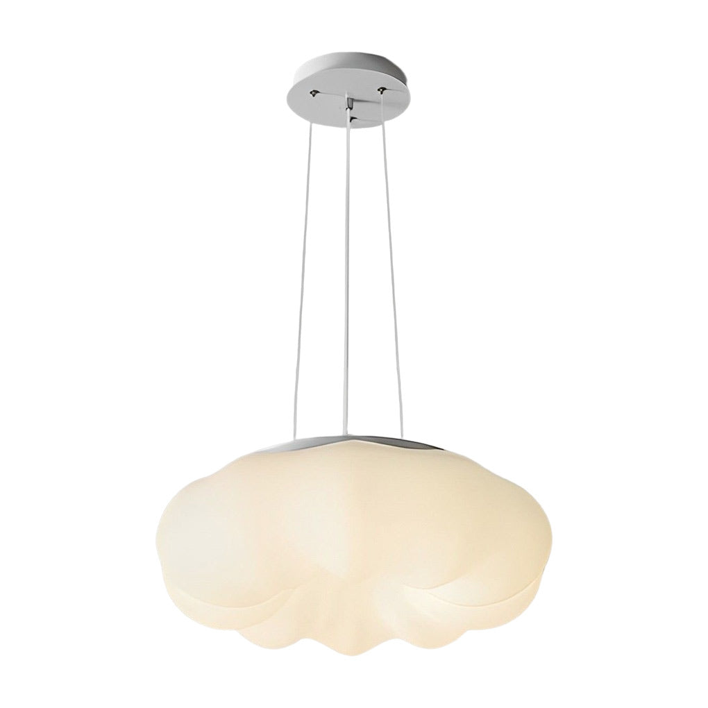 Pumpkin Cloud Pendant — White Iron, Stepless Dimming LED, 3-Color Temp, Remote Control, 12" or 18"