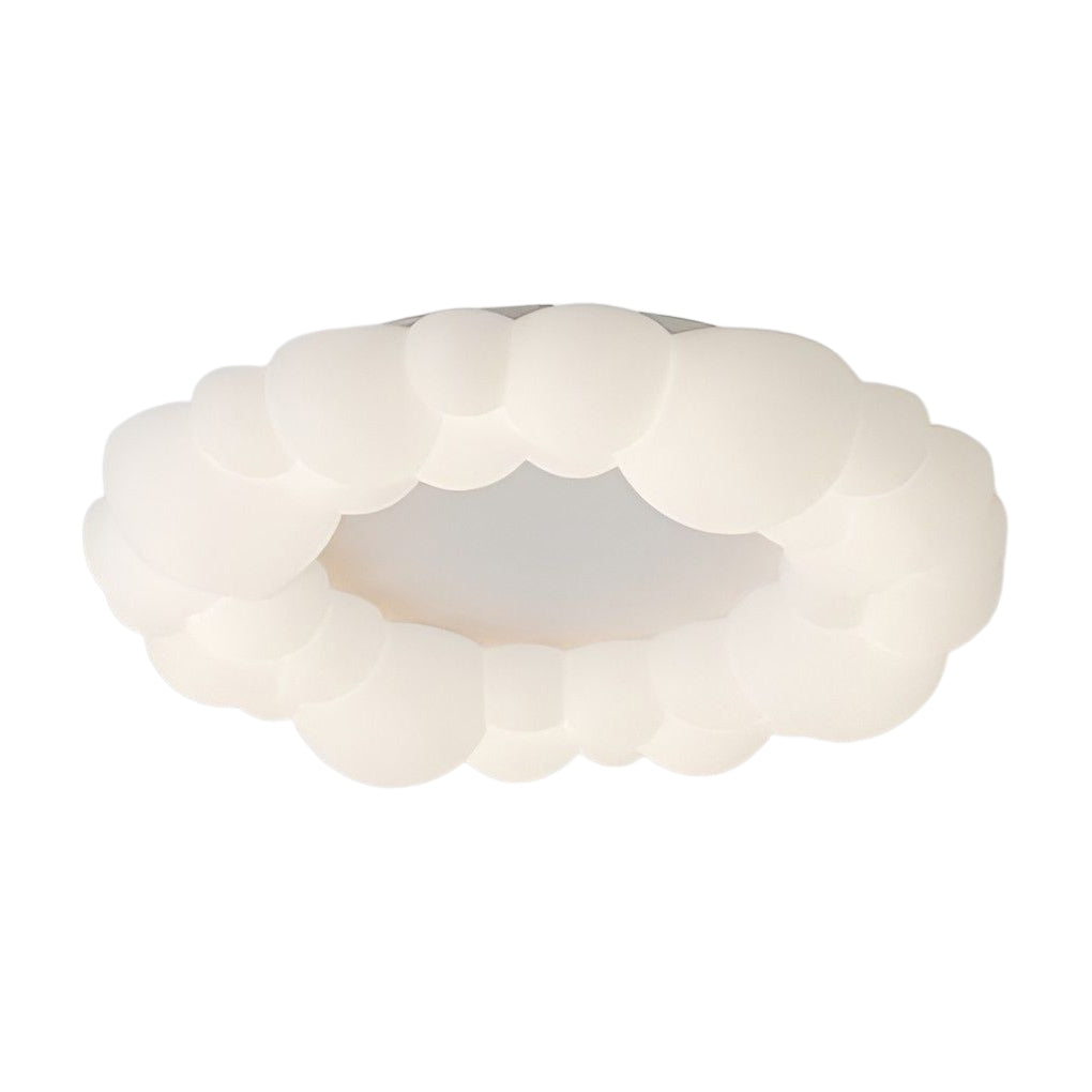 Bubble Cloud LED Flush Mount — Iron & PE, 19.3" Diameter, 72W Stepless Dimming, Remote Control