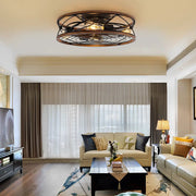 Vintage Industrial-Style Bladeless Ceiling Fan Lamp with Metal Timing Mute Luxe