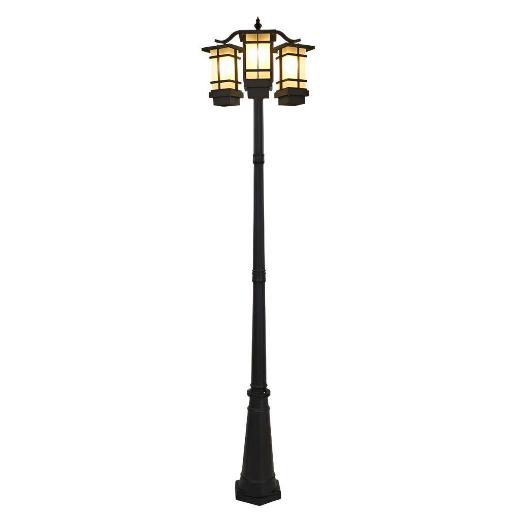 Modern Minimalist Outdoor Post Light — Die-Cast Aluminum, Black, 3-Light, Solar or Hardwired, IP-Rated Weatherproof