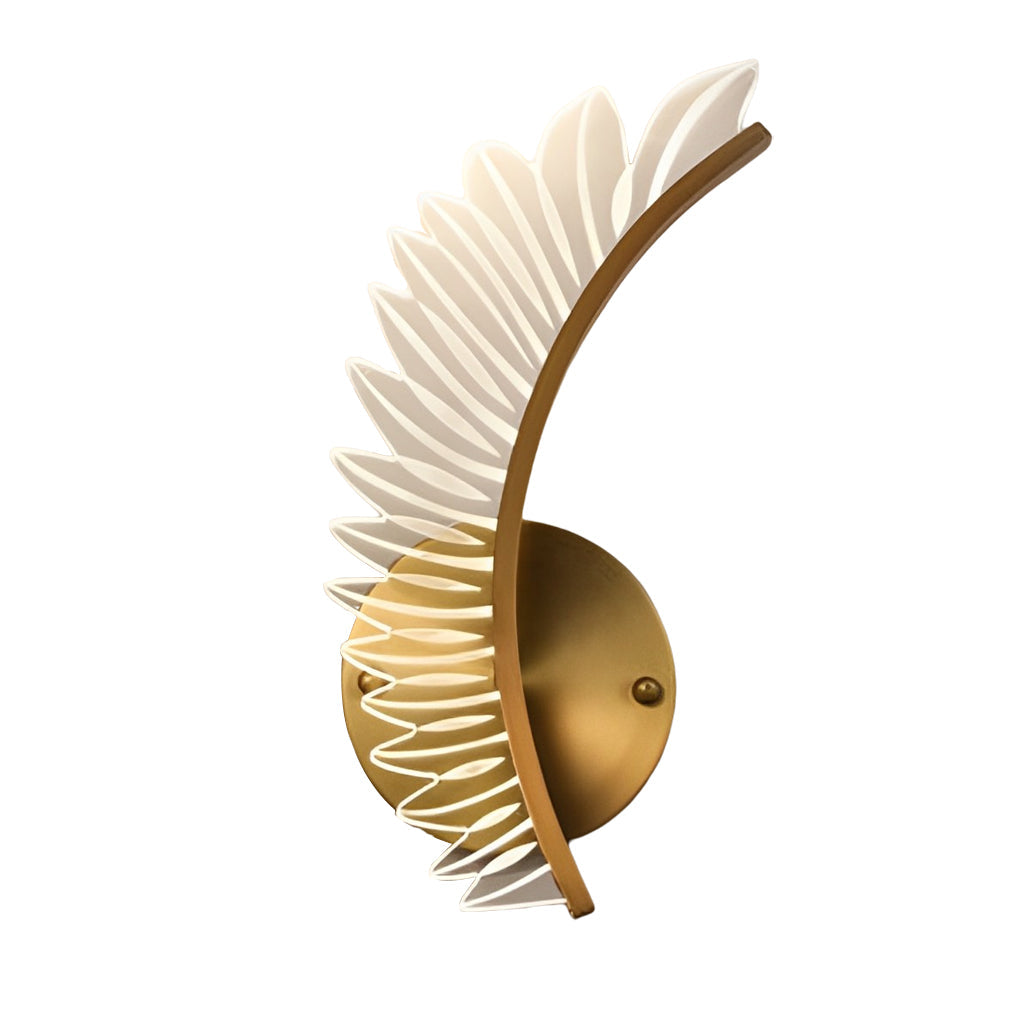 Postmodern Feather & Acrylic Leaf Wall Sconce — Copper, LED, Three-Step Dimming, 3000K / 4000K / 6000K