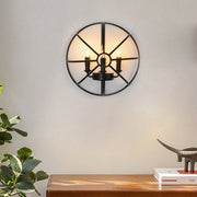 Hemispherical Retro Industrial Wall Sconce — Black Iron, E14 3-Light, 15.7" Hardwired