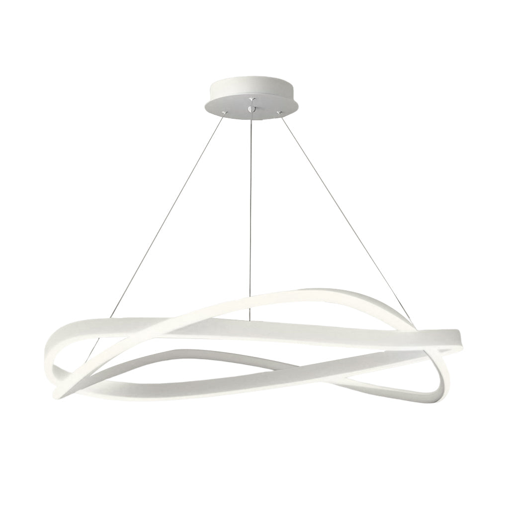 Circular Wave Ring Chandelier — Iron, Three-Step Dimming (3000K/4500K/6000K), 60W–96W, 22" or 31"
