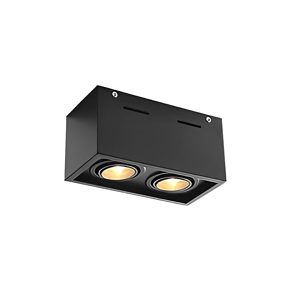 Modern Rectangular Surface-Mount Spotlight — Aluminum, 2-Light, 18W LED, 360° Adjustable, Anti-Glare
