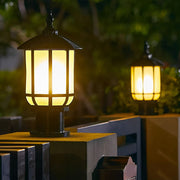 Retro Outdoor Fence Post Light — Black Aluminum & Tempered Glass, 12W LED, 3-Step Dimming (3000K/4500K/6000K), IP55