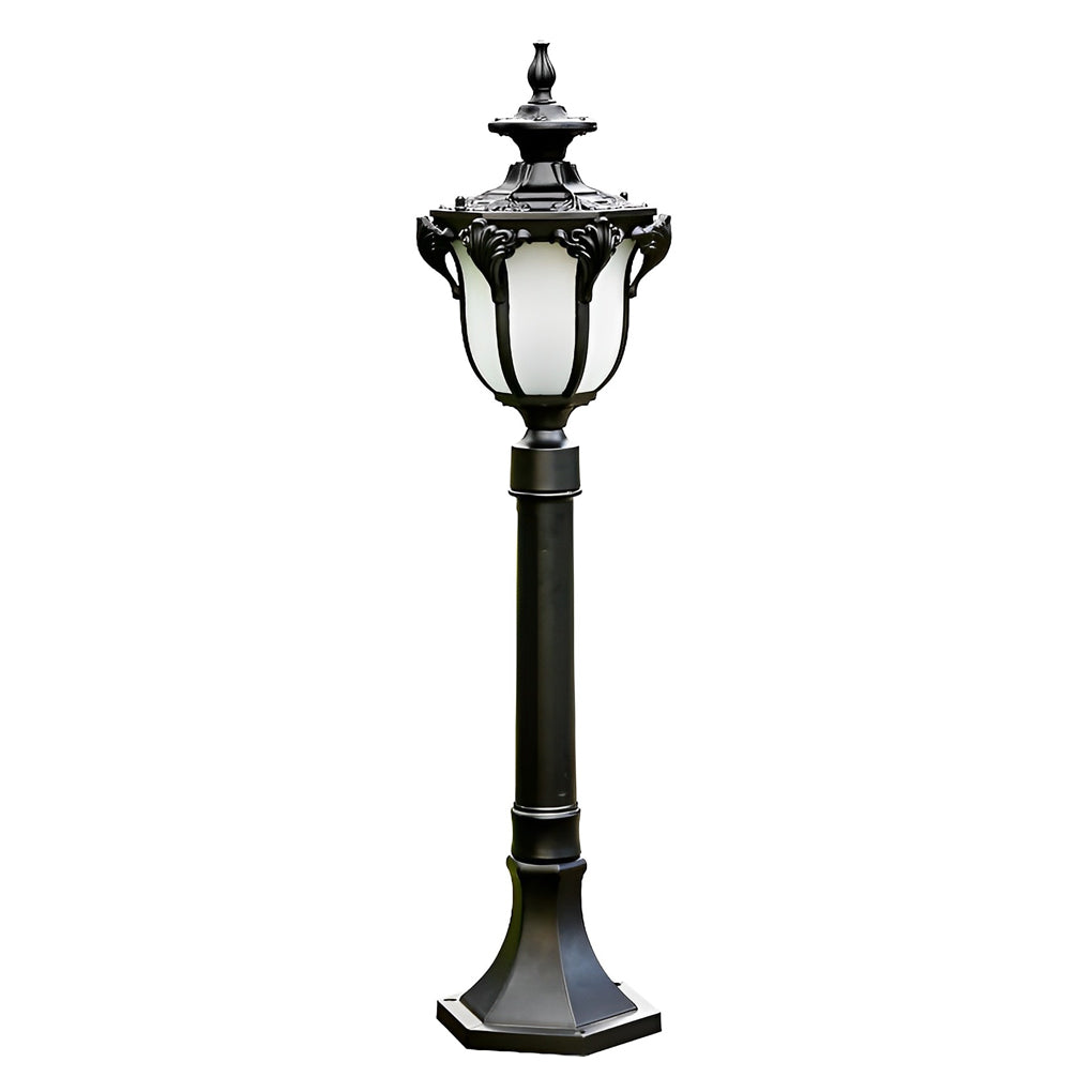 Traditional European-Style Outdoor Post Light — Die-Cast Aluminum and Glass, E27, IP65 Weatherproof, 31" Height