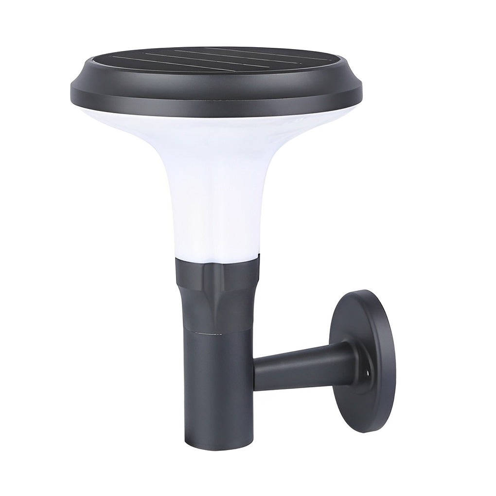 Modern Black Round Flower Solar Outdoor Wall Sconce — Aluminum, E27, IP65 Weatherproof, 10" Diameter