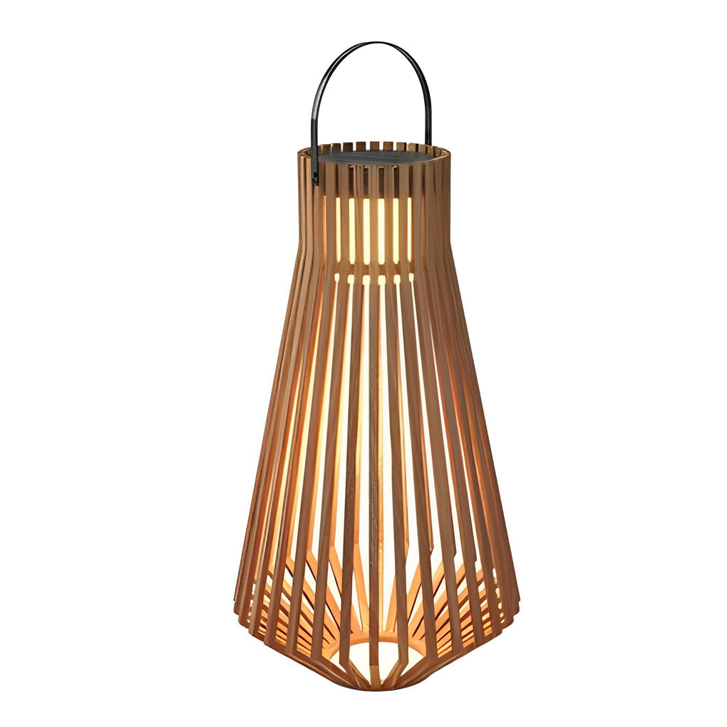 Rustic Modern Solar Portable Lantern — Stainless Steel, LED 3000K, 180° Rotating Handle, IP65, 15" × 27"