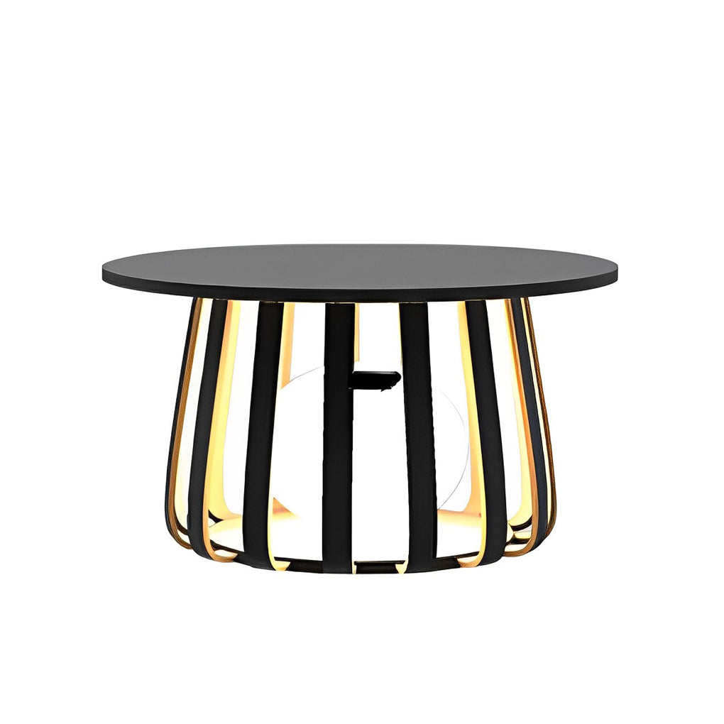 Round Solar Outdoor Lantern Side Table Light — Iron, RGB + Warm White LED, IP65 Weatherproof, 3.7W