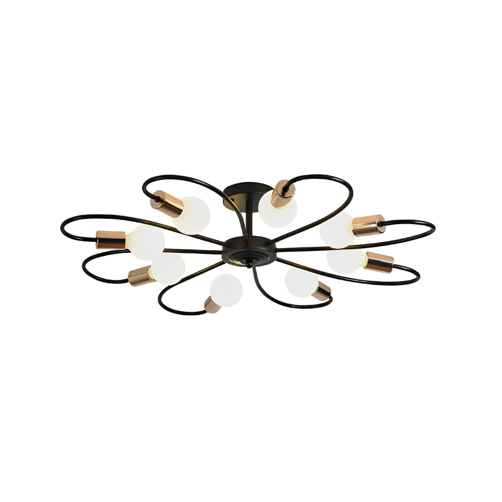 Flower Semi Flush-Mount Ceiling Light — Iron, 33.1" Diameter, Black or Gold Finish