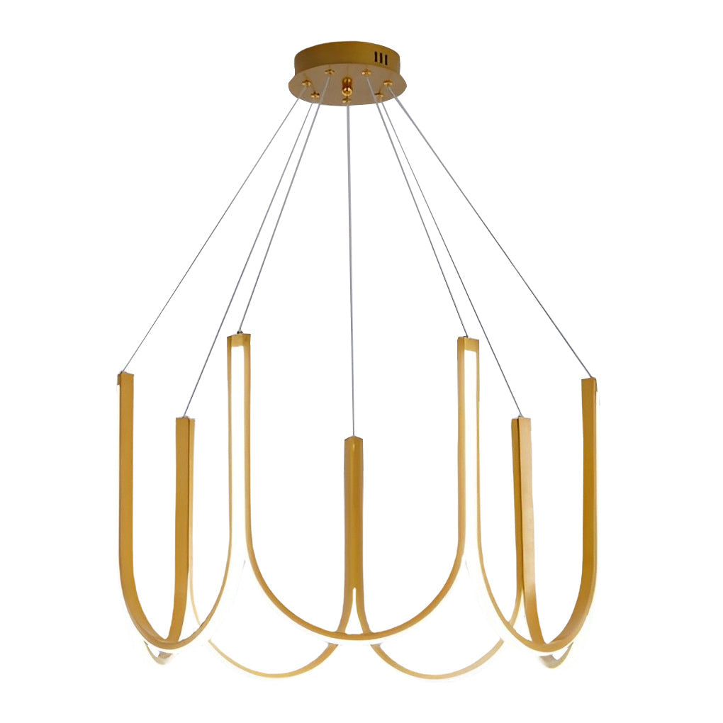 Minimalist Modern Chandelier — Aluminum, 98W LED, 3-Step Dimming (3000K/4500K/6000K), 24" Diameter