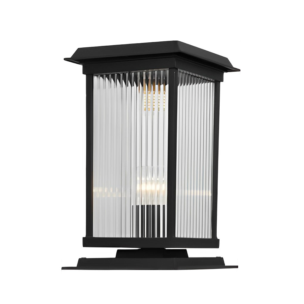 Modern Retro Solar Fence Post Light — Matte Black Aluminum and Glass, LED, Waterproof