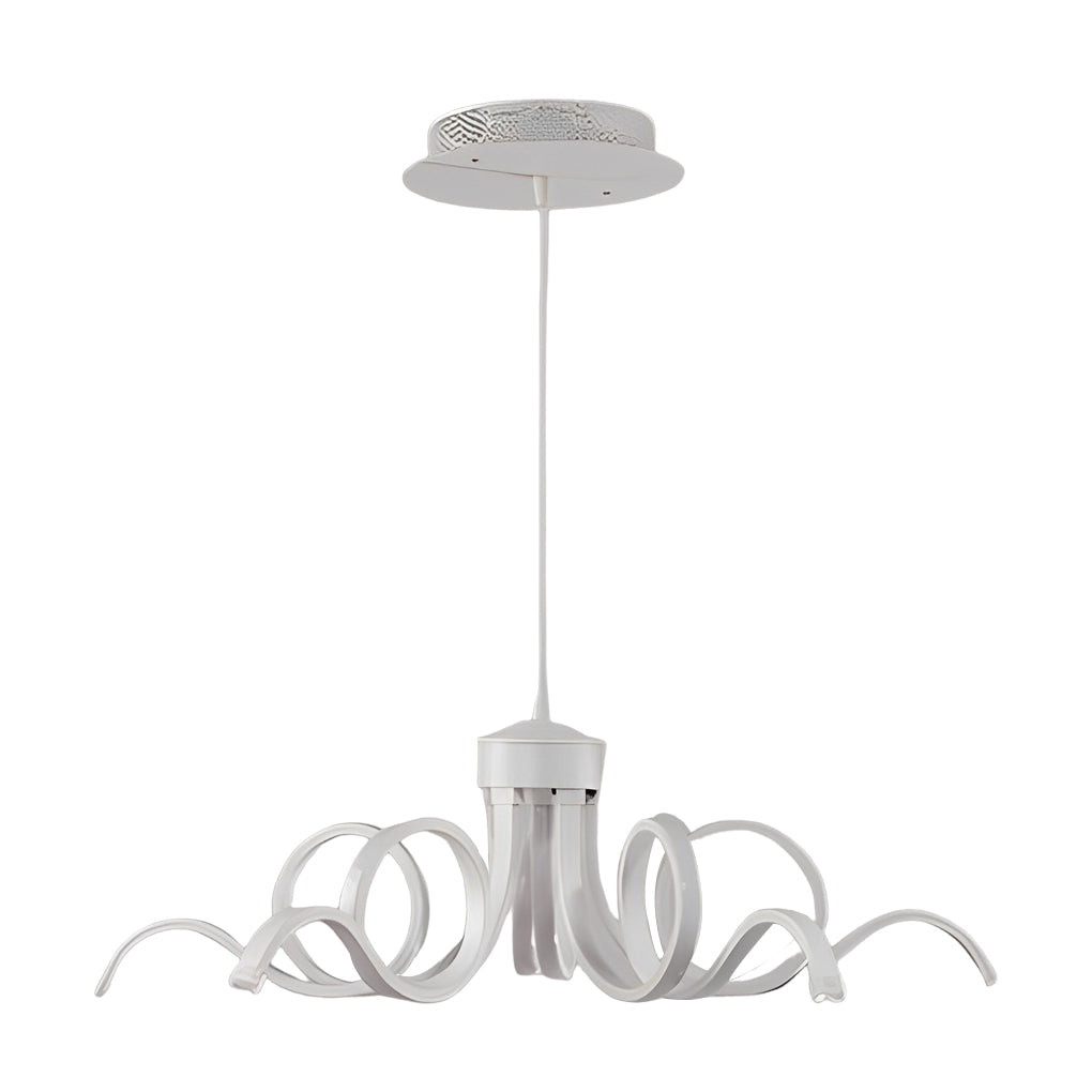 Curved Flower Petal Modern Chandelier — Aluminum & Acrylic, 22", 56W/60W LED, Stepless Dimming, White