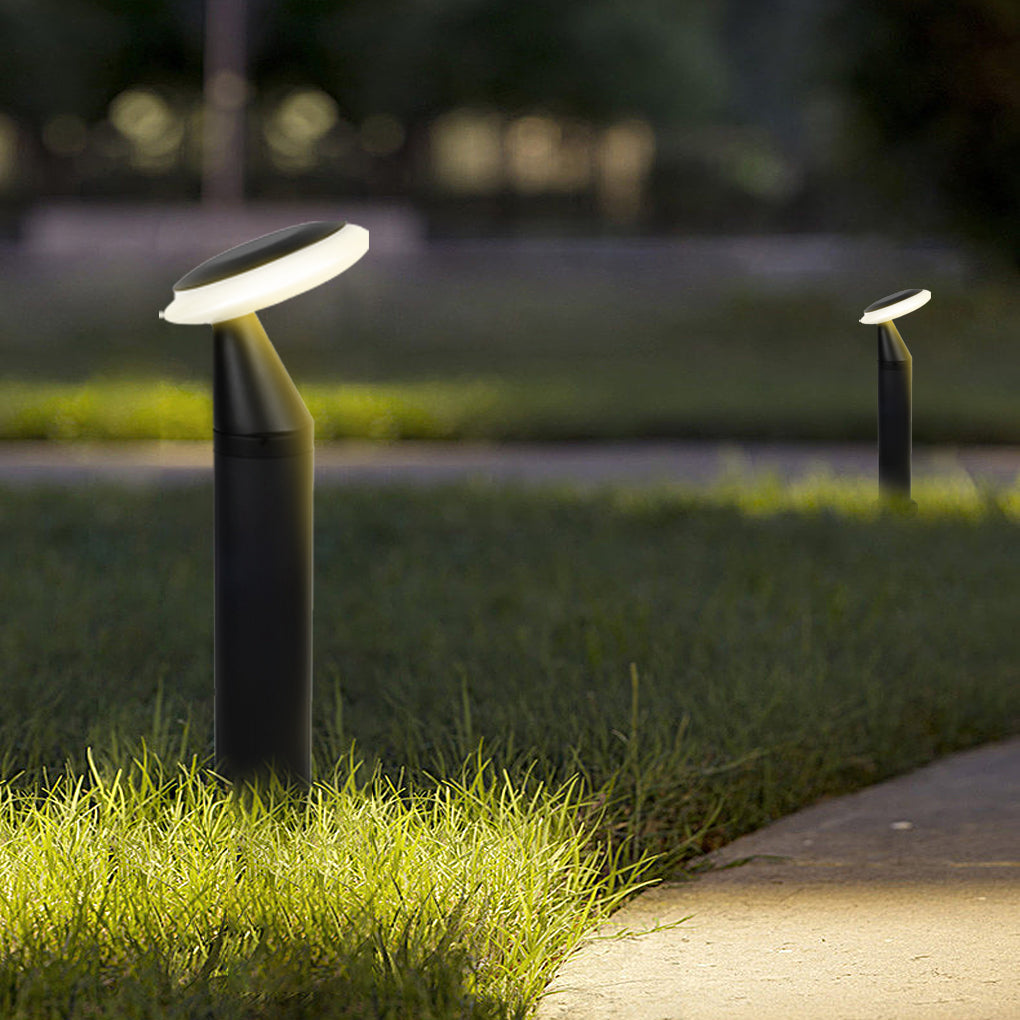 Mushroom Outdoor Bollard Path Light — Black Aluminum & Acrylic, 12W LED, 45° Beam, IP65, 85–265V, 16"–39" Heights