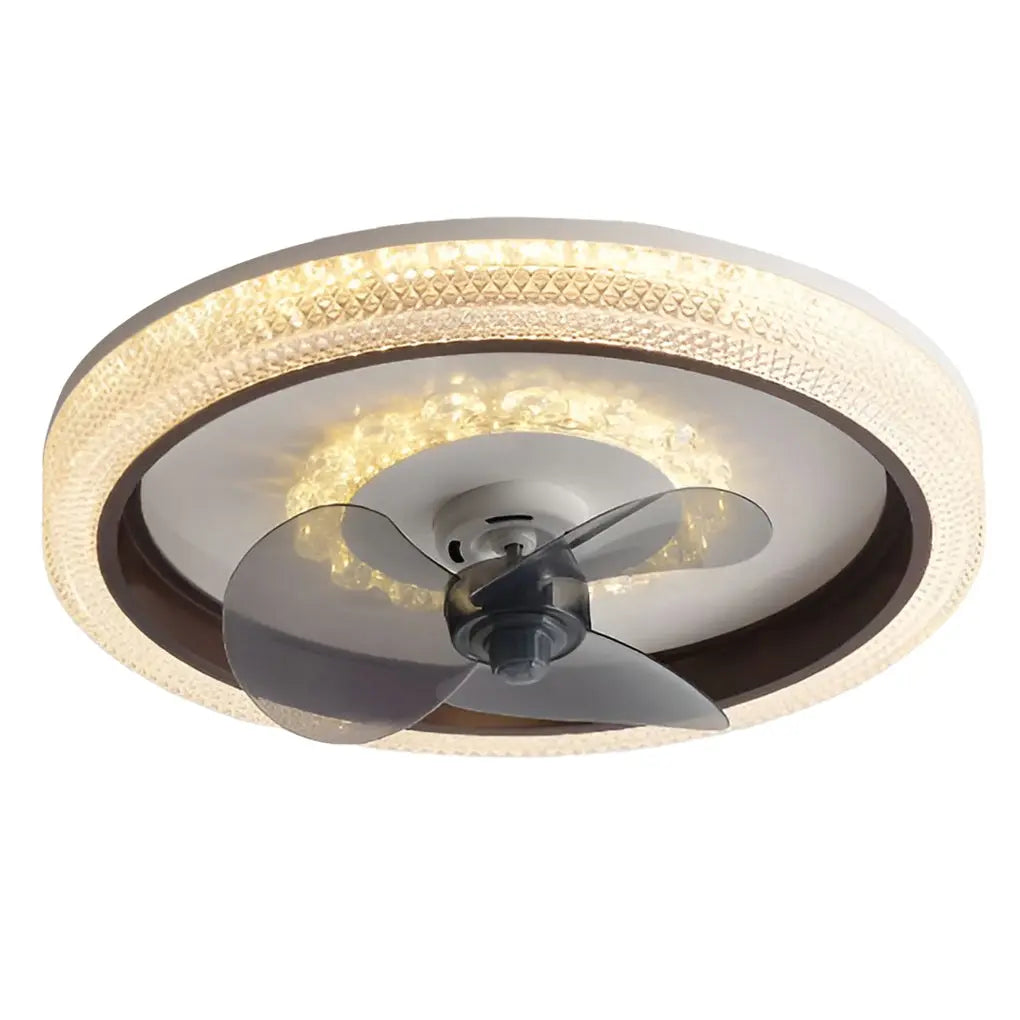 Modern Ceiling Fan Light with Round Design, 360° Rotatable Feature, and Stepless Dimming LED Luxe