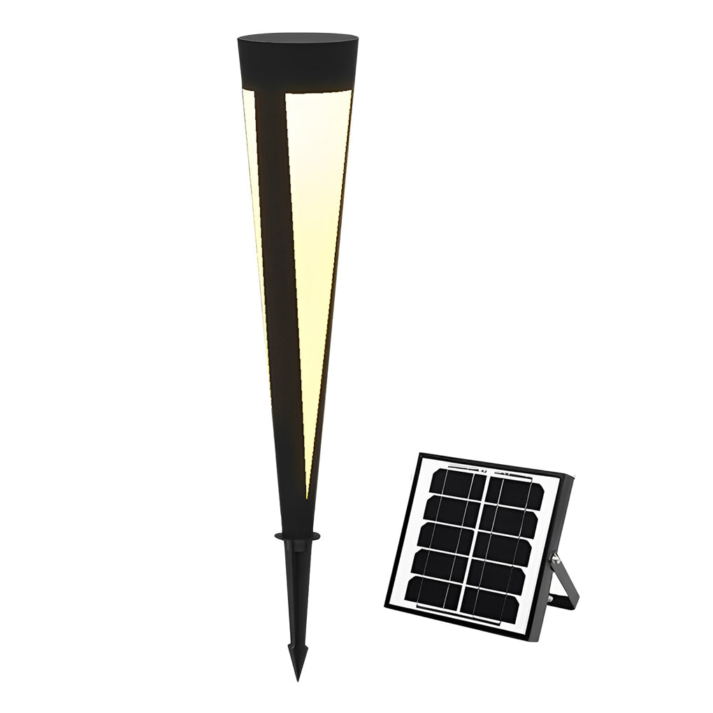Round Solar Outdoor Bollard Light — Gray Aluminum & Acrylic, LED 10W, IP54, 6" × 24", Warm White 3000K
