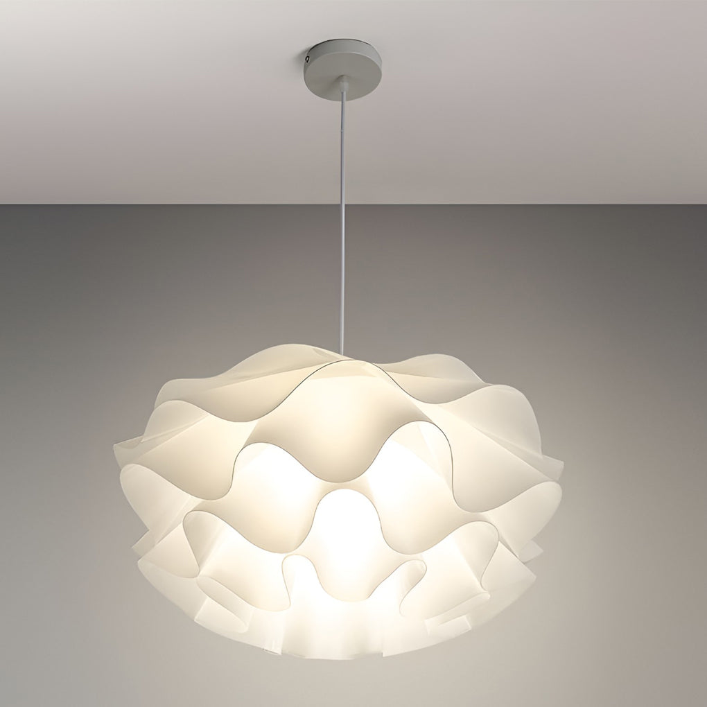 Flower-Shape Chandelier — White Acrylic, Three-Step Dimming LED, 3000K–6000K