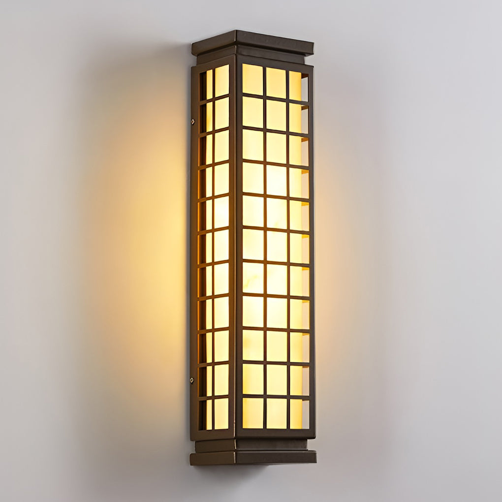 Rectangular Outdoor Wall Sconce — Stainless Steel & Imitation Marble, T5, Waterproof