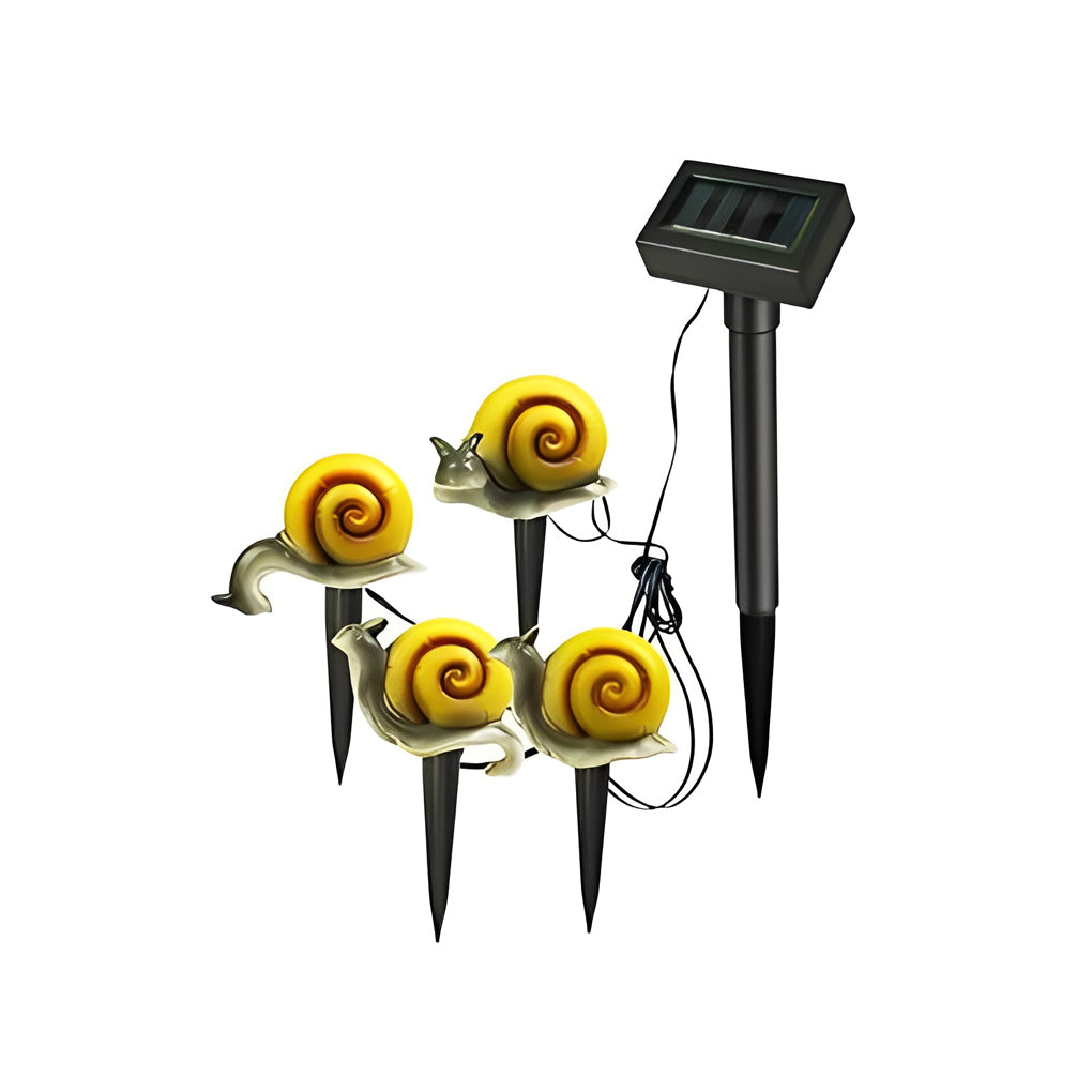 Resin Animal Figurine Solar Garden Lights — Birds, Snails, Butterflies & Ladybugs, 4-Pack, LED, Waterproof