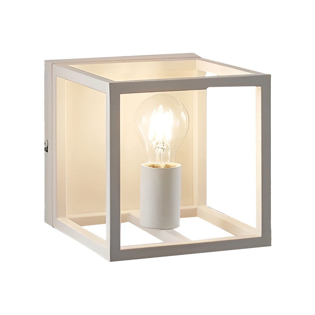 Modern Square Frame Wall Sconce — Iron, E27 40W, Black or White